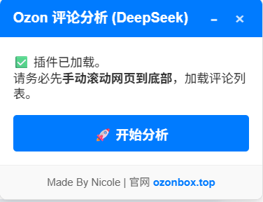 Ozon评论分析助手核心好评界面